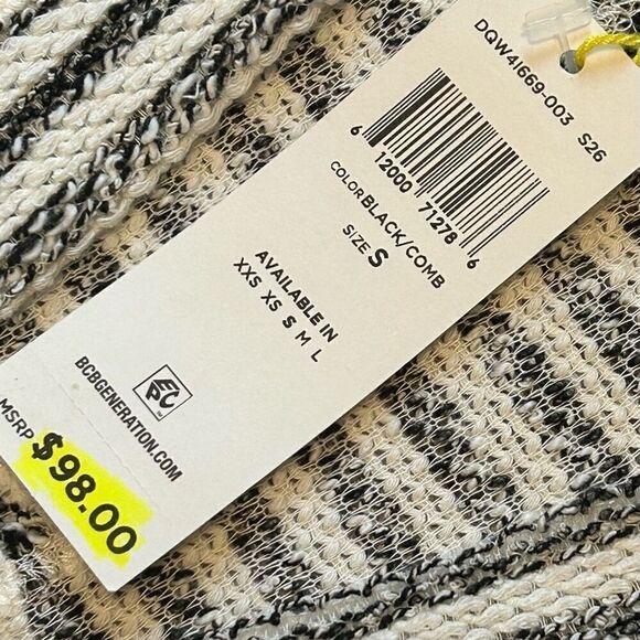 BCBG Generation women's open front cardigan sweater striped size small NWT black - Picture 3 of 6